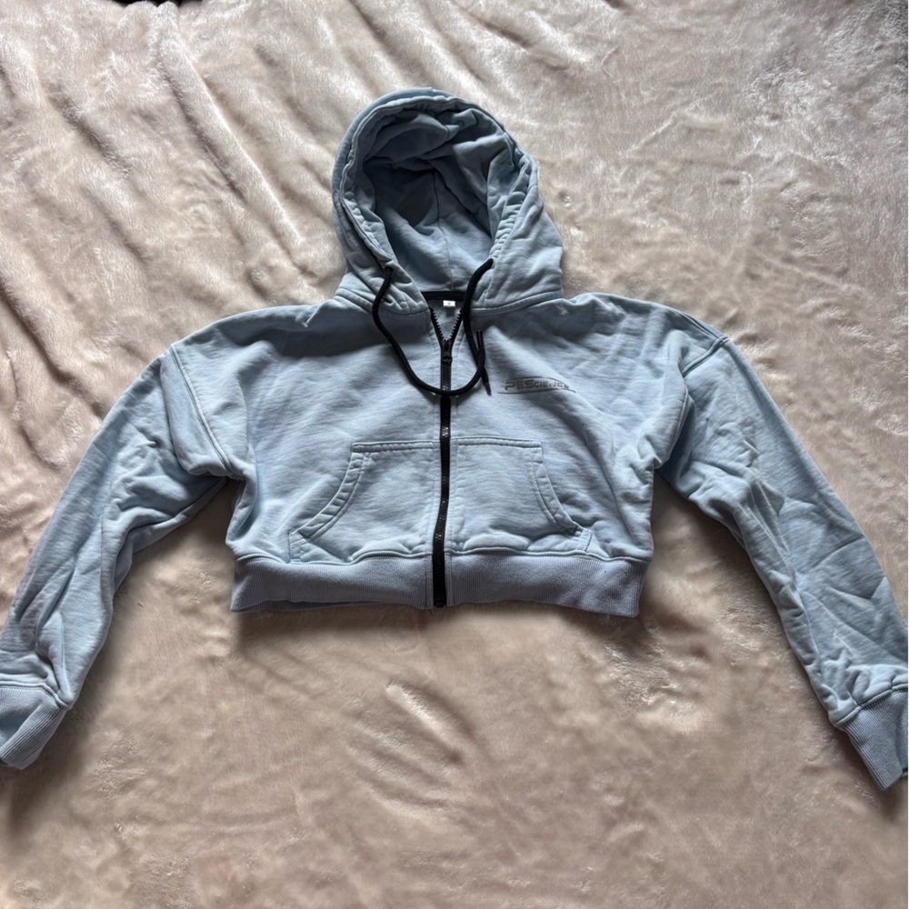 Women's Light Blue Cropped Hoodie
